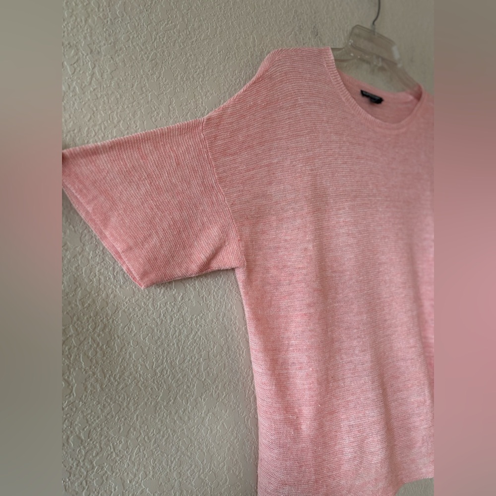 Eileen‎ Fisher Organic Linen Melange Round Neck Top Pink  Sz PM - Picture 2 of 6